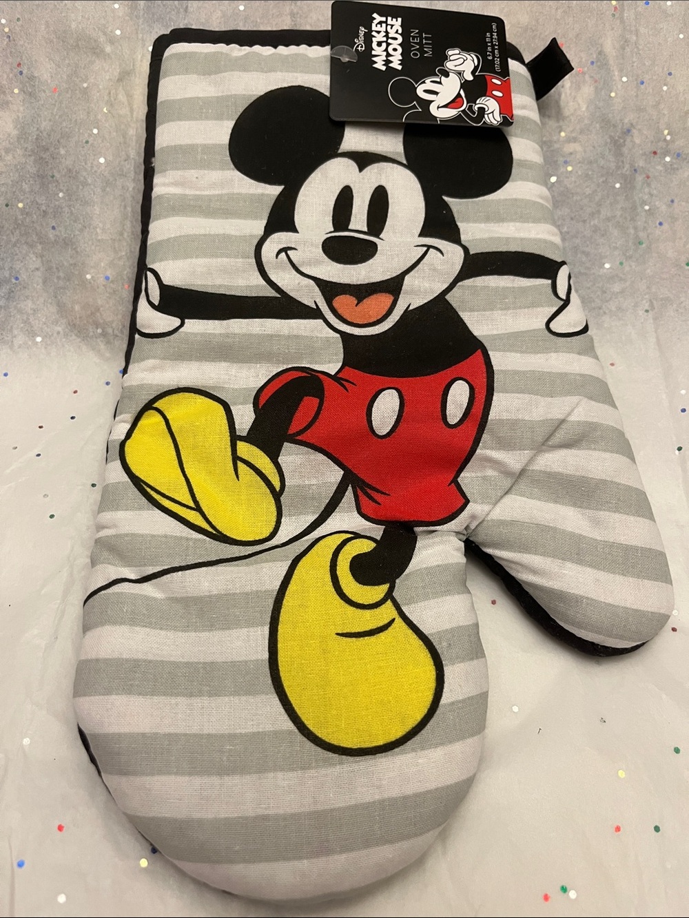 Disney Mickey Mouse Striped Oven Mitt with Red, Yellow & Black